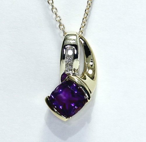Diamond amethyst pendant necklace