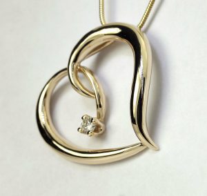 Diamond sculptured heart pendant necklace-adina-jewelers