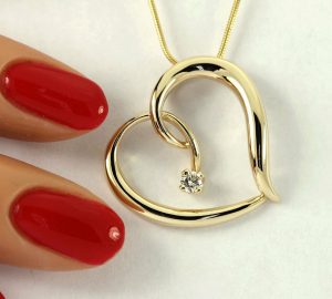 gold-Diamond sculptured heart pendant necklace-adina-jewelers