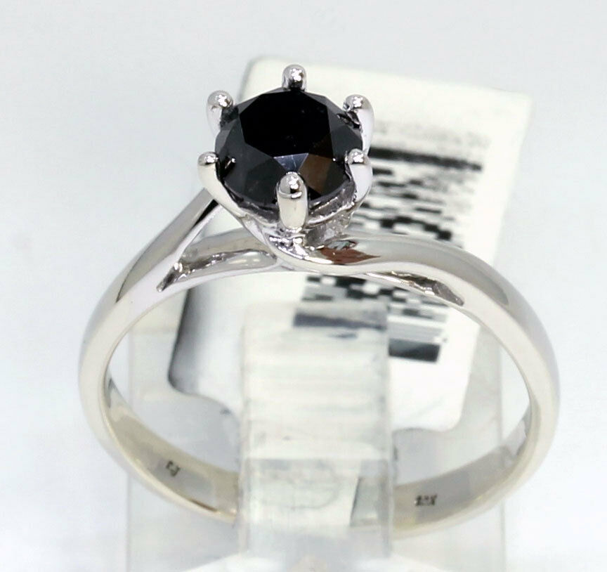 new-black diamond solitaire engagement ring-white-gold