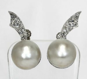 Antique Diamond Mabe Pearl Earrings